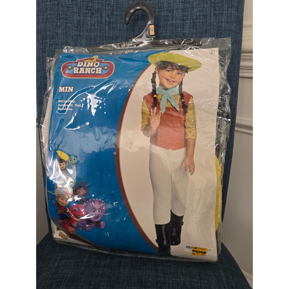 Spirit Halloween Dino Ranch Min Costume Toddler 2T Jumpsuit Hat Bandana Set